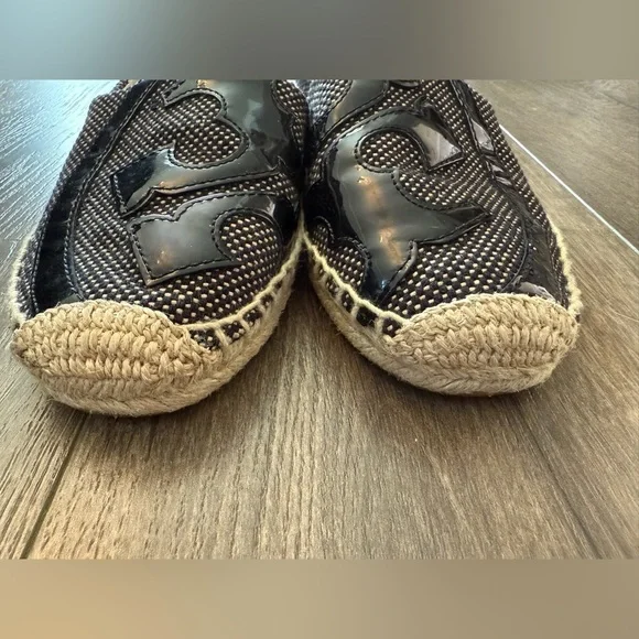 Tory Burch Lonnie espadrilles Flats Black tan Size 7 - Picture 2 of 8